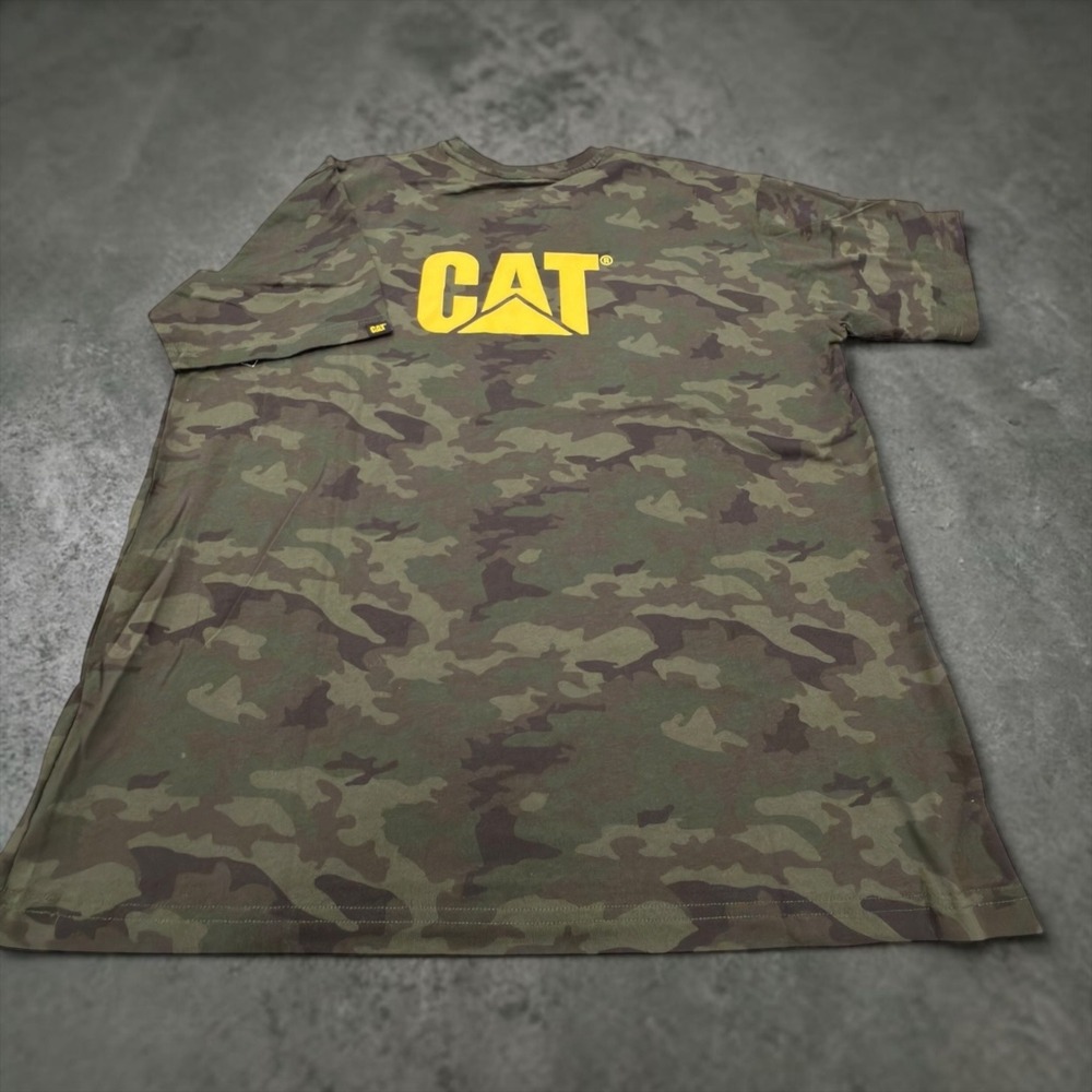 Caterpillar T-Shirt Mens 2XL Green Camo Short Sleeve Logo Workwear W05324 US